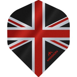 Mission Darts Alliance Flights | Extra Strong Premium UV Flights | Union Jack Standard Shape 100 Micron, Red, 5 Sets of 3 Flights (5XF3082)