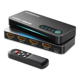 HDMI 2.1 Switch 3x1, AVIDGRAM 8K HDMI Switch 3 in 1 Out with IR Remote Control, HDMI Switcher 4K 120Hz Car Support 8K 48Gbps