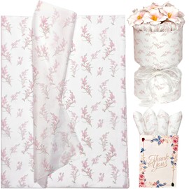 Floral Tissue Paper, White with Pink Gladiolus Flowers Pattern- 15 Sheets, 20x30 In, Gift Wrapping Tissue Paper for Gift Bags, Bouquet Packaging for Wedding Baby Shower DIY Crafts Birthday Party Decor