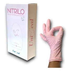 Guantes Nitrilo Uniseal Rosa Claro 200 Resistentes