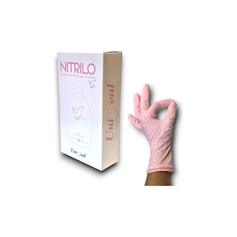 Guantes Nitrilo Uniseal Rosa Claro 200 Resistentes