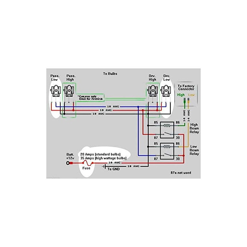 OCTANE LIGHTING 4-Headlight Relay Wiring Harness H4 Headlamp Light Bulb