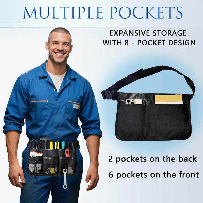 MOODKEY Tool Apron, 12.9x9Inch Garden Apron Adjustable Belt Utility Waist