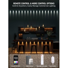 TORCHSTAR Smart LED Strip Lights RGBCWIC, Commercial Ambiance Light for Restaurant Bar, Smart Downlights Works with Alexa, Indoor Wall Light Fixture, 33ft with 30 LEDs, Plug on Left or Right, White