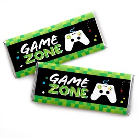 Big Dot of Happiness Game Zone - Candy Bar Wrapper Pixel Video Game or Birthday Party Favors - Set of 24