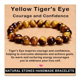 AD Beads AD Beads Handmade Gemstone Stretch Elastic Bracelet Crystal Healing Reiki Nature's Beauty and Spiritual Essence Unisex (8mm, Yellow Tiger's Eye)