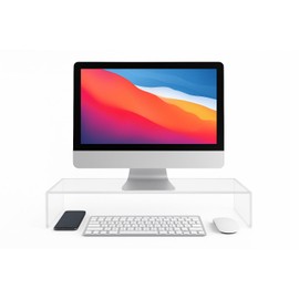 Azar 515360 Acrylic Monitor Stand Riser – Made in USA Laptop stand and Monitor Riser Acrylic Monitor Stand Riser Clear Laptop Stand for Desk Ergonomic Display Riser, Clear