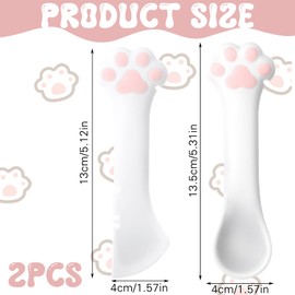 Lusofie 2 Pack Cat Food Spoon, Cute Paw Dog Cat Can Opener, Silicone Cat Food Spatula, Practical Cat Wet Food Spoon for Pet