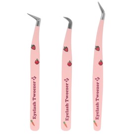 minkissy Stylish Lash Extension Supplies High Precision Stainless Steel Tweezers Set of 3 Fiber Tips for Easy Applicati