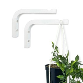 EvenWood 2-Piece Set of Plant Hooks for Wall - Mounted Wooden Plant Hook - Indoor and Outdoor Bracket Plant Hanger for Planters, Lanterns, Bird Feeders, Patio Decorations (White)