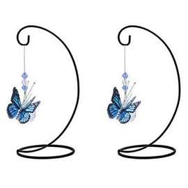 Ornament Display Stand Holder Home Wedding Decoration Rack for Hanging Glass Globe Pot Stand Iron Pothook Stand Terrarium Witch Ball (S, Black)