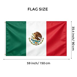 VELIFFCO Mexican Flag, Flag of Mexico 3x5 Ft - Polyester Lightweight Flags with 2 Brass Grommets for Mexican Party Decorations, Sports Events Decorations