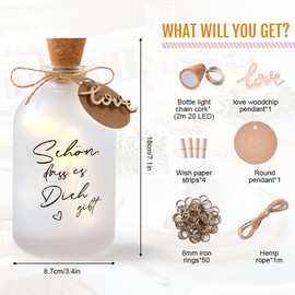 HOTUT LED Bottle Light with Saying "Schön, dass es Dich gibt, Illuminated Decorative Bottle, Mother's Day Gifts, Mum Grandma, Birthday Gift for Women Girlfriend, Decorative Light for Bedroom, Living