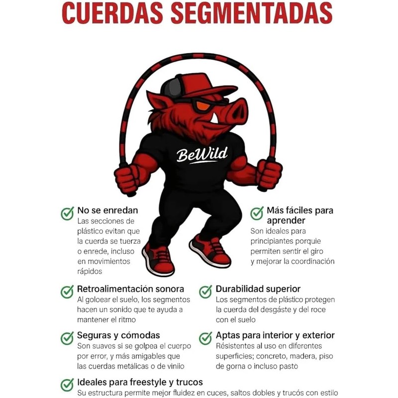 Wild Hog Cuerda de Saltar Segmentada – Especial para Principiantes-Nuevo