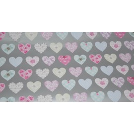 Silver & Floral Patterned Hearts Wrapping Paper - 1 Sheet & 1 Matching Tag