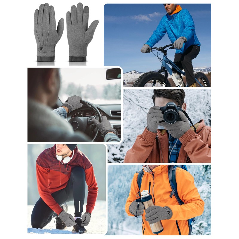 MELLIEX Winter Gloves Men's Polyester Warm Thick Fleece Windproof Cold