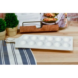 Mud Pie - 40700083 Mud Pie Deviled Egg Tray, 15.25" x 7", White, Brown, Black