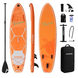 EVERSEA Stand-Up Paddle Boards, 11 ft Inflatable Paddle Board with Camera Bracket, 3 Main Fin, 33 in Wide Stable All-Around Paddleboard for All Levels of Players (Caretta)