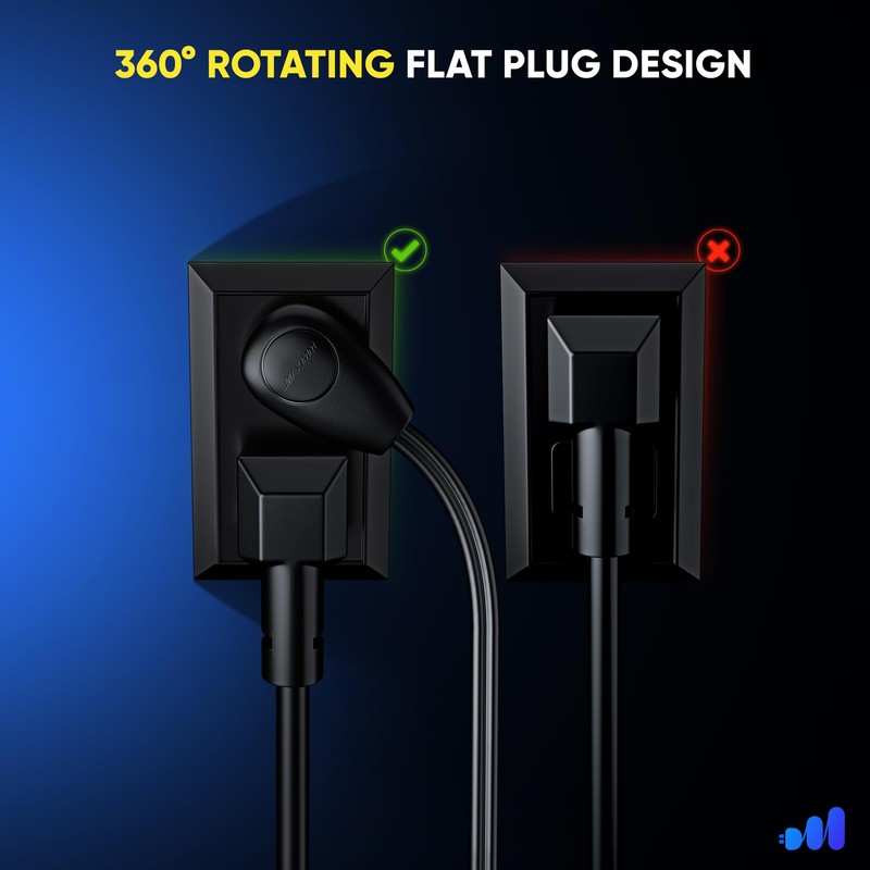 Maximm 4ft Extension Cord with On/Off Switch – 360° Rotating