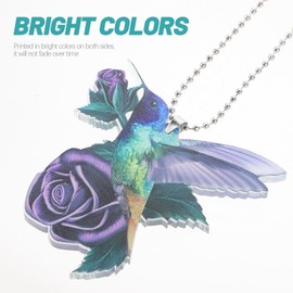 Hummingbird Car Charm Hummingbird Ornaments Hanging Purple Rose Hummingbird Ornament for Tree Decorations Garden Party Favors Outdoor Wedding Decor