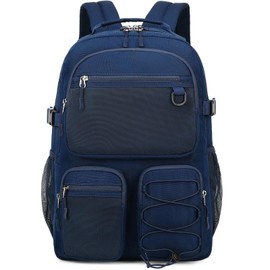 Lohol Water Resistant Daypack with Mulitiple Pockets for School Travel Outdoor College, 15.6 inch Laptop Backpack for Men and Women (Navy Blue