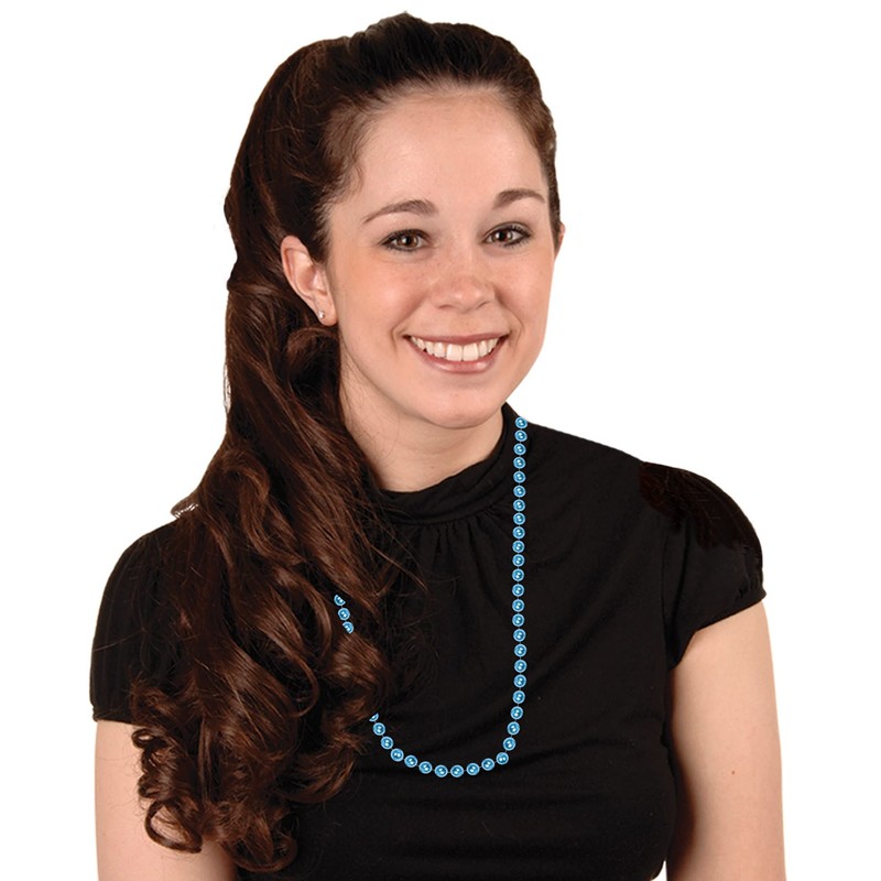 Beistle Small Beaded Necklaces 12 Piece, Turquoise