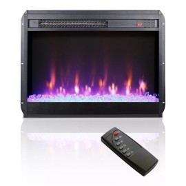 Unbranded 23 Inch Electric Fireplace Insert Ultra Thin Heater with Crystal Realistic Flame