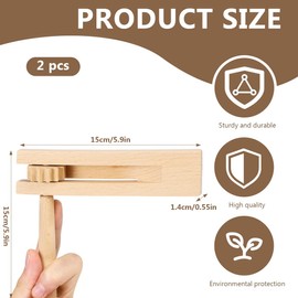 NHPY Pack of 2 Wooden Ratchet Sound Maker, Puzzle Games, Wooden Spinning Ratchet, Toy for Gripping and Playing, Musical Instrument for Children, for Games Parties Events (15 cm)