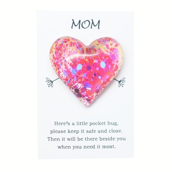 Glass Heart Little Pocket with Hug Greeting Card for Mum