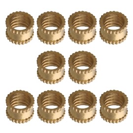 Aicosineg Insert Nuts 1/4-20 10-Piece Set, Knurled Nuts, Brass Insert, Fixings, Injection Molded, Rust-Resistant, Heat Conductive, Embedded Nuts, Round Bolt, Fastener Connector, for Wooden Furniture