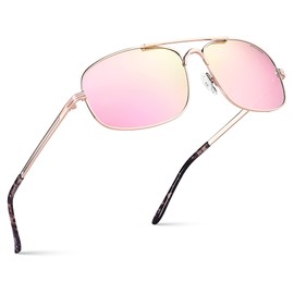 Xagger Polarized Brow Bar Aviator Sunglasses for Men Pilot Military Style Metal Frame Driving Fishing Golf Shades UV400