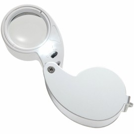 PhoenixLoupe Portable Magnifier for Jewelry Appraisal Proofing and Reviewing [40x Magnification] Foldable / LED Light Included (45 Days Warranty) Magnifier Magnifier (White)