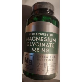 Piping Magnesium Glycinate 665mg 250 Caps Buffered Chelate Magnesium Bisglycinate