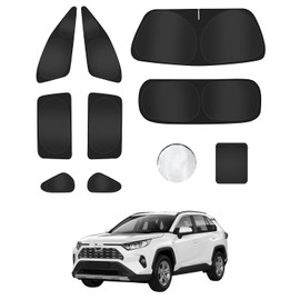 EVOOOR 8PCS Windshield Sun Shade for Toyota RAV4 2013-2018 Accessories- Full Coverage Front Rear Side Triangular Window Shade Cover Sun Visor Kit - UV Ray & Privacy Protection for Camping, Napping