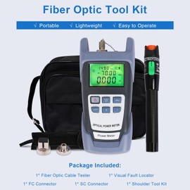Mckalen 2 in 1 Kit di strumenti in fibra ottica FTTH, misuratore di Potenza in Fibra Ottica da -70dBm~+10dBm SC/FC connettore, Localizzatore visivo di guasti 30mW 30KM