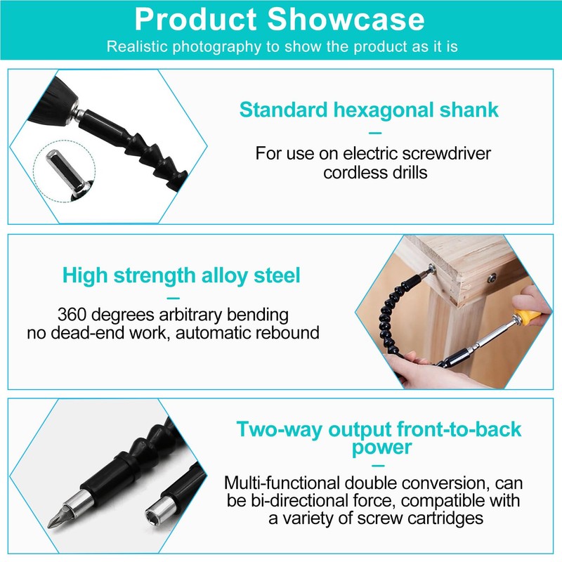 14-Piece Angle Screwdriver Set, 105° Angle Attachment for Cordless Screwdriver,