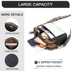 Farcauo Shoulder Bag for Men and Women White Brown Crossbody Bag Women's Shoulder Bags Belt Bag Women Men Handbag Medium Crossbody Bag Women's Shoulder Bag Women's Bag, # B White-Black Brown Quilted