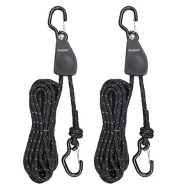 Ayaport Rope Ratchet Tie Down Kayak Straps with Safety Lock S Hook 1/4" x 14' Heavy Duty Pulley Rope Hanger Tarp Tent Tie Downs