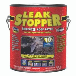 Leak Stopper Rubberized Roof Patch 1 Gallon | 100% Flexible Instant Sealant for Built-Up Roofs, SBS Modified Roofs, Metal Roofs & Many Other Surfaces | 10 Years Warranty | Black |