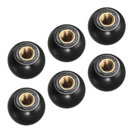 METALLIXITY 6 PCS Threaded Ball Knobs (16mm/0.63") Plastic Ball Lever Knobs with M5 Female Thread Iron Insert - Mechanical Handle Tool Replacement Black