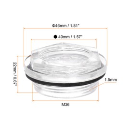 HARFINGTON 4pcs Air Compressor Oil Sight Glass M36 x 1.5mm Male Liquid Level Gauge Plastic Hex Head Oil Indicator Window with O-Ring for Air Compressor Fittings Gearbox Tanks, Transparent
