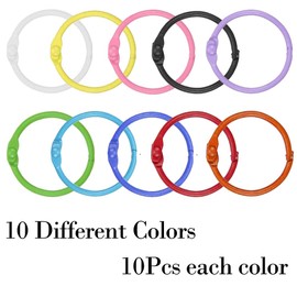 100Pcs Book Binder Rings, BetterJonny 25mm Metallic Multipurpose Book Rings 10 Colors Metal Loose Leaf Rings for Books Ring Binders Ring Index Cards and Craft Rings
