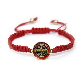 COLORFUL BLING 2PCS Catholic Virgin Mary Saint Benedict Cross Bracelet Adjustable String Bracelets Religious Gifts for Men Women, 1, Resin, no gemstone