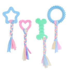 Yoogeer 4Pcs Puppy Chew Toys for Teething, Rubber Puppy Teething Chew Toys with Interactive Cotton Ropes Dog Chew Toys for Dogs Oral Teeth Soothe Itching Puppy