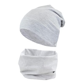 TupTam Boys' Beanie Hat and Tube Scarf Set of 2, grey mixed