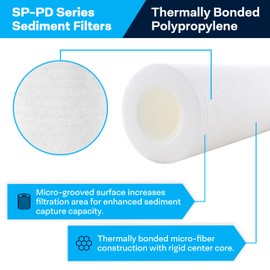 SpiroPure SP-PD5-20 20x2.5 5 Micron Thermal Bonded Grooved Polypropylene Sediment Water Filter Cartridge SBC-25-2005 PD-5-20 155756-43 (Case of 20)