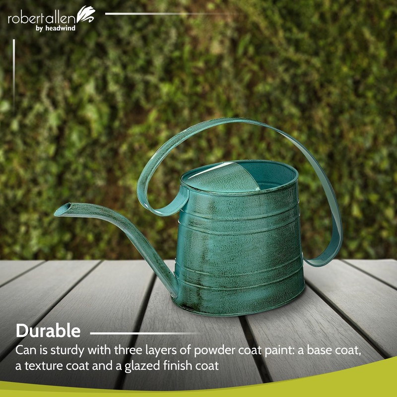 ROBERT ALLEN MPT01505 Danbury Metal Watering Can, Surf Light Blue