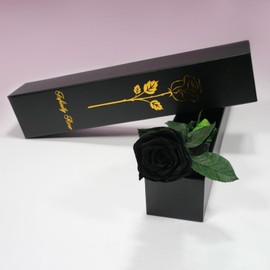 Yamonic Infinity Rose Schwarz mit Stiel Geschenke für Frauen,Echte Rose Geburtstagsgeschenk für Frauen Ewige Rose in Geschenkbox,Konservierte Blume zum Weihnachten Mama, Deko Geschenk,Mama Geschenke