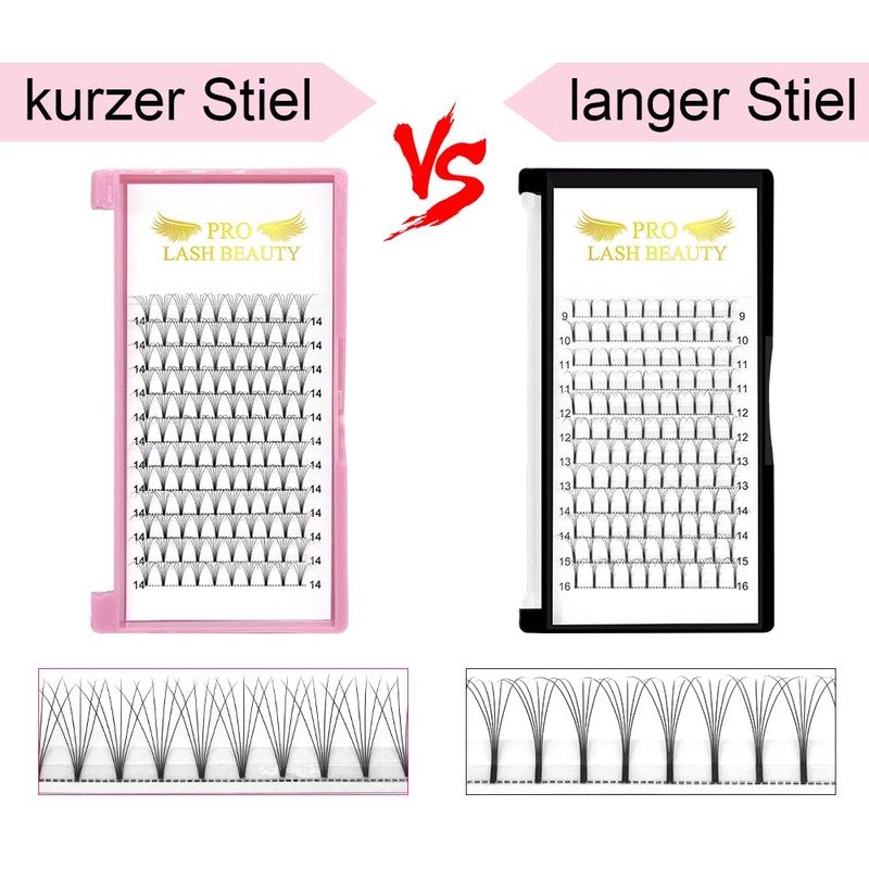 Fan Eyelash Extensions, 6D-C-0.10-9, Short, Ready-Made Volume Eyelashes, 0.07 C