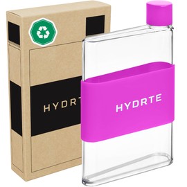 Hydrte Flat Water Bottle, Leak Proof Slim Design 370ml Cute Water Bottle for Women Men BPA Free Square